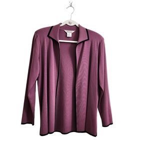 Misook Purple Open Front Cardigan
